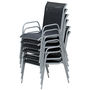 Voir la diapositive 6 : OUTSUNNY Ensemble de jardin 6 pers. 6 chaises empilables table plateau verre trempé 5 mm métal époxy gris textilène noir