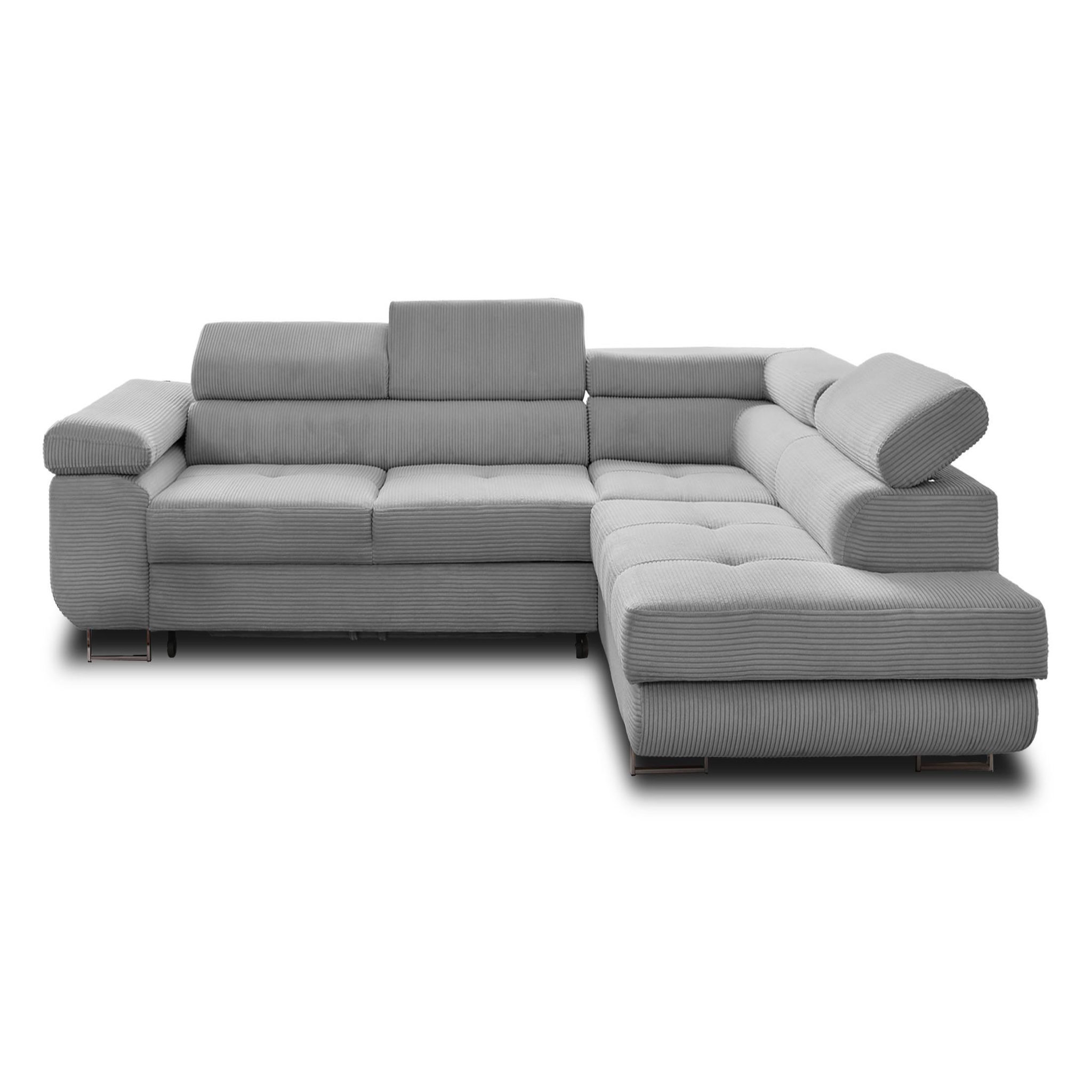 Voir la diapositive 6 : BEST MOBILIER Zaria - canapé d'angle droit - convertible avec coffre et têtières réglables - 5 places - en velours côtelé