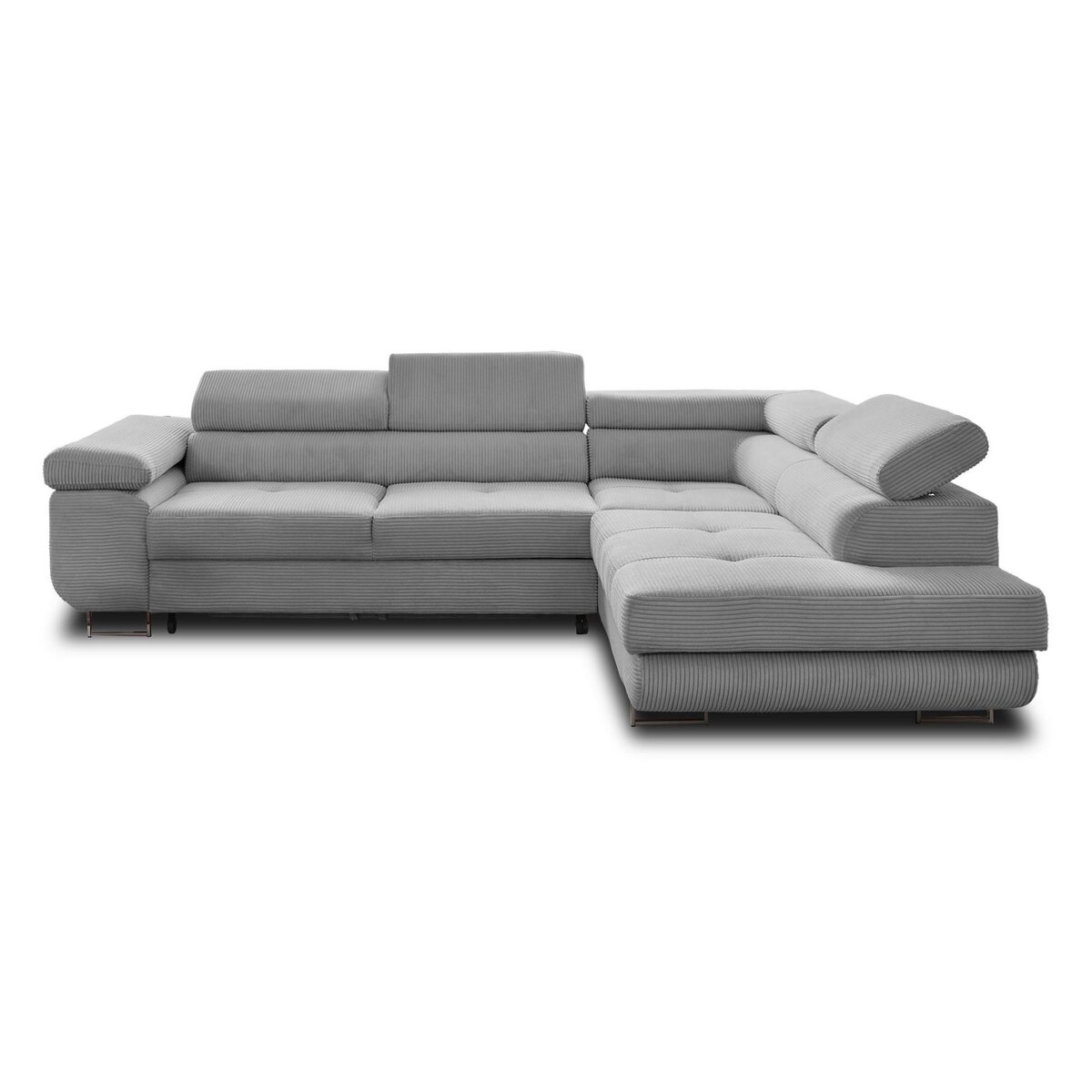 BEST MOBILIER Zaria - canapé d'angle droit - convertible avec coffre et têtières réglables - 5 places - en velours côtelé