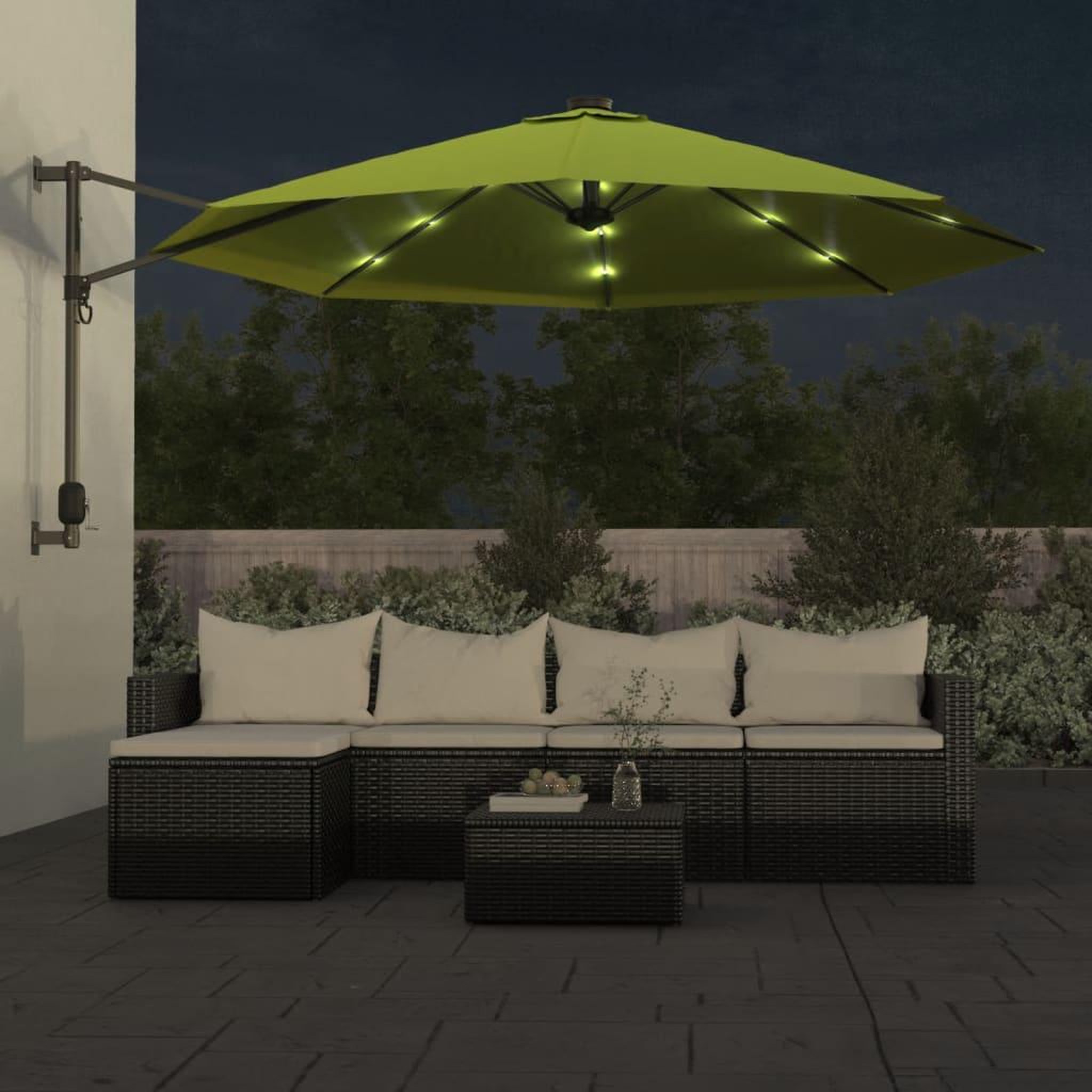 Voir la diapositive 3 : VIDAXL Parasol mural avec LES pomme verte 290 cm