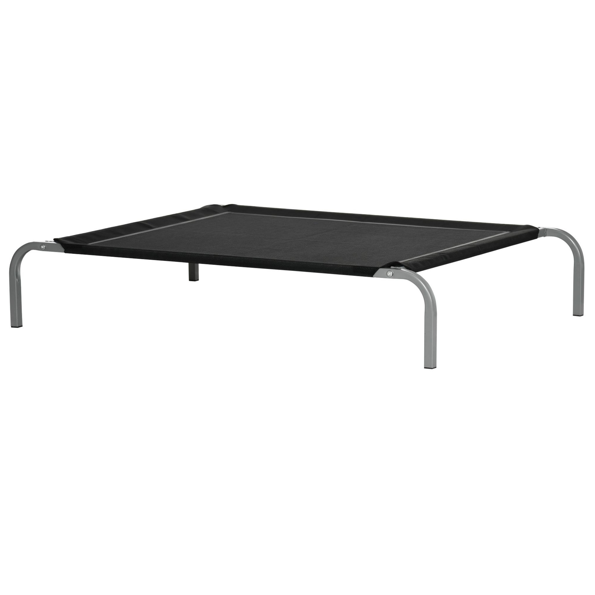 PAWHUT Lit pour chien chat xl grand confort sur pied - dim. 110 x 75 x 20 cm - métal gris textilène micro-perforé noir