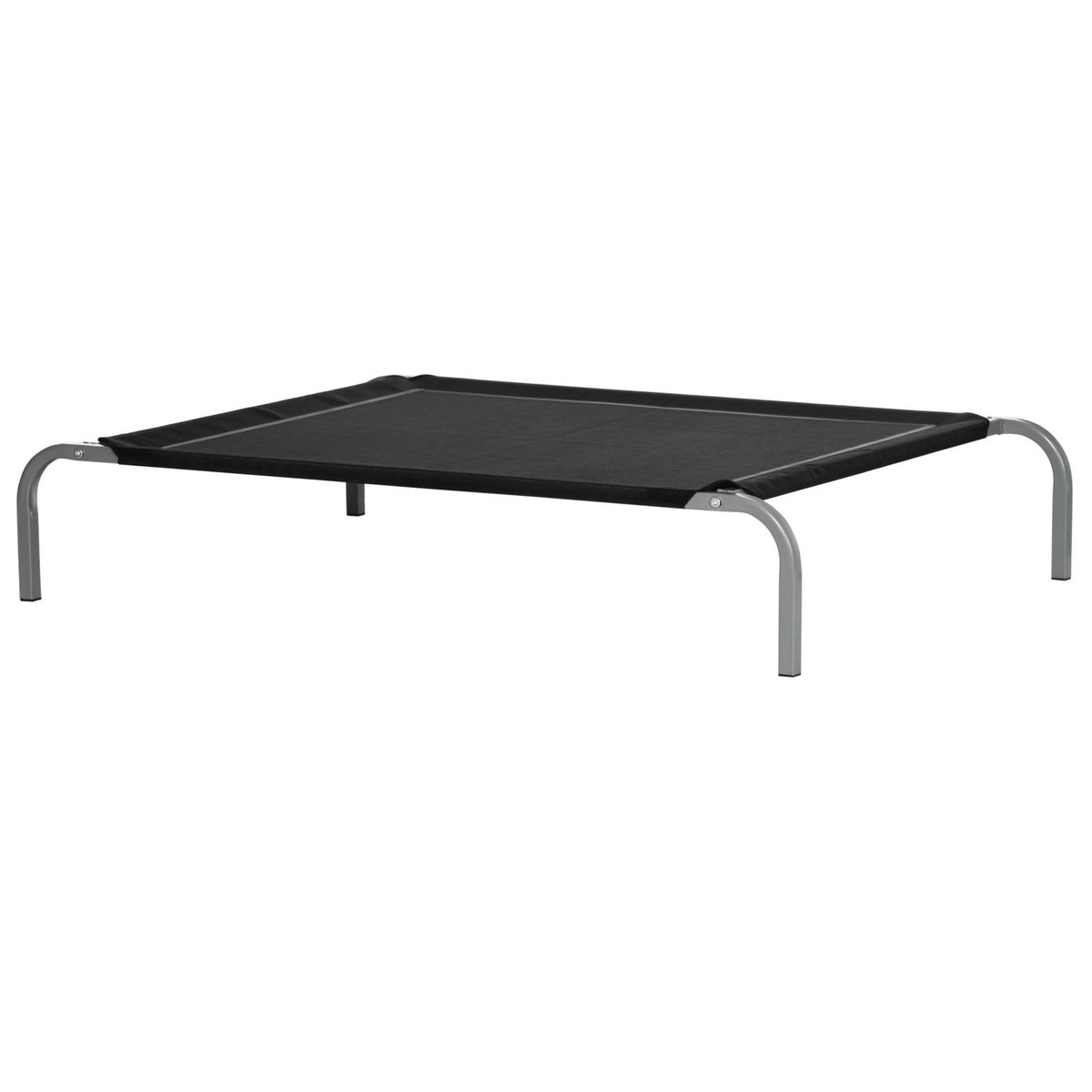 PAWHUT Lit pour chien chat XL grand confort sur pied - dim. 110 x 75 x 20 cm - métal gris textilène micro-perforé noir