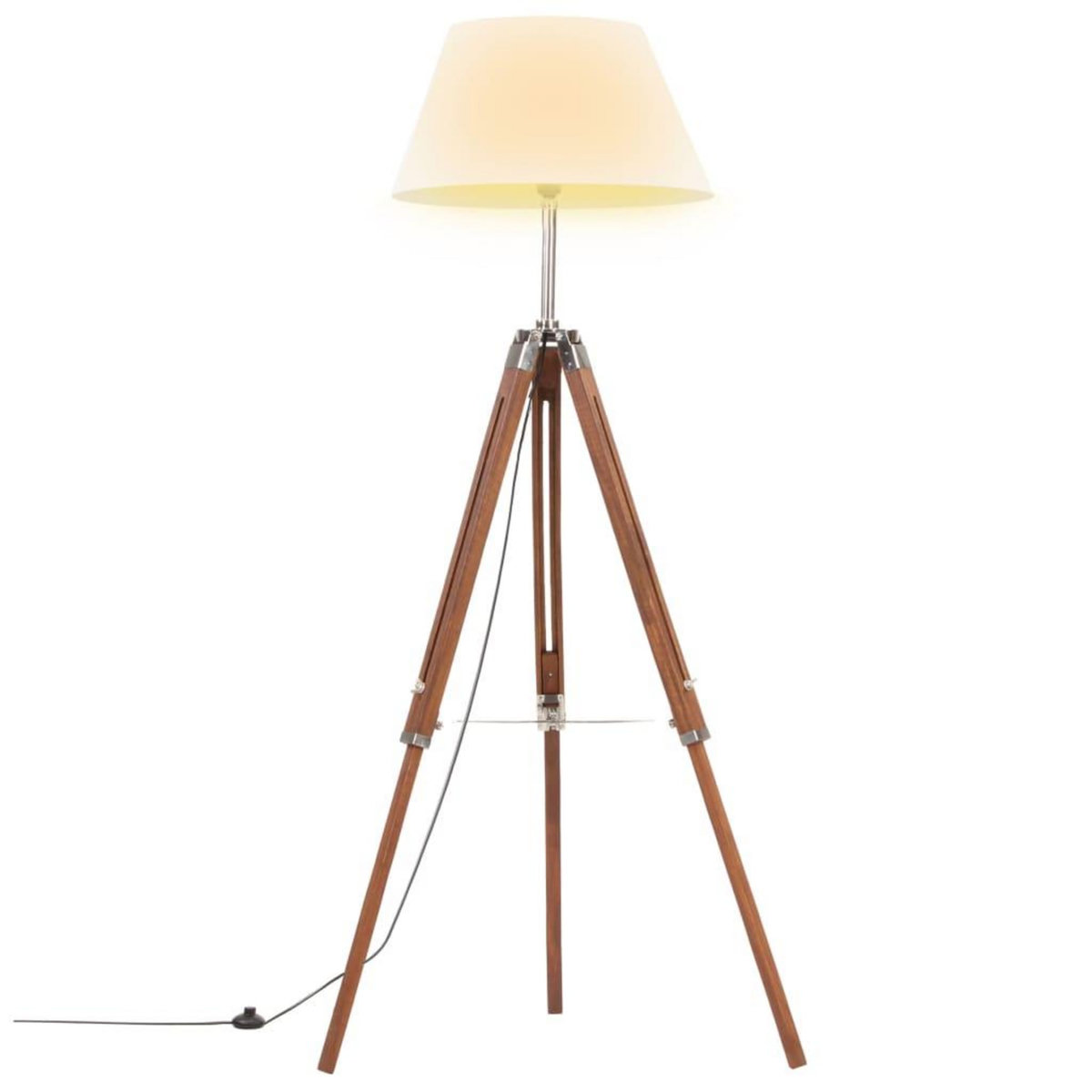 VIDAXL Lampadaire a trepied Marron miel et blanc Bois de teck 141 cm