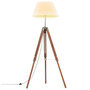 Voir la diapositive 1 : VIDAXL Lampadaire a trepied Marron miel et blanc Bois de teck 141 cm