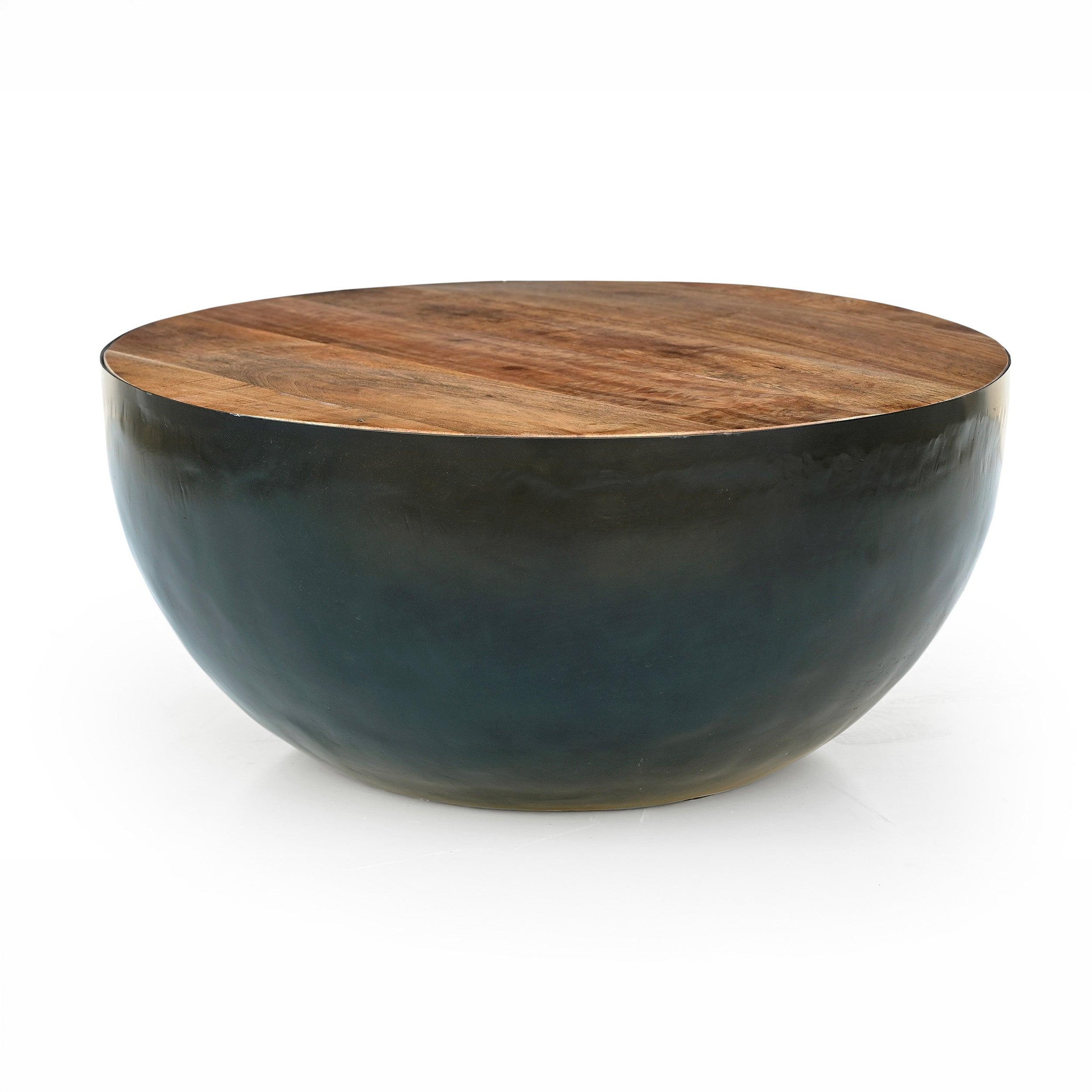 Voir la diapositive 3 : MAISON PAVANE Table basse ronde en bois massif et métal d70 cm-tajy