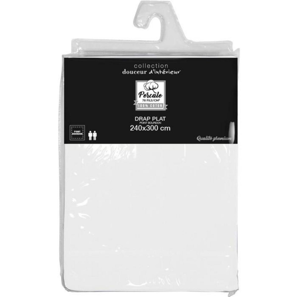 Paris Prix Drap Plat  Percaline  240x300cm Blanc