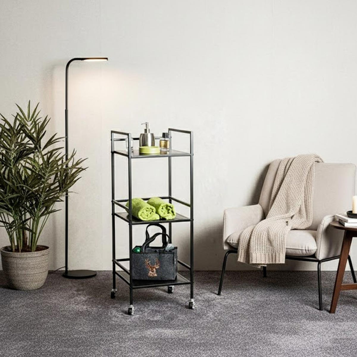 Paris Prix Desserte Design 3 Niveaux  Annie  92cm Noir