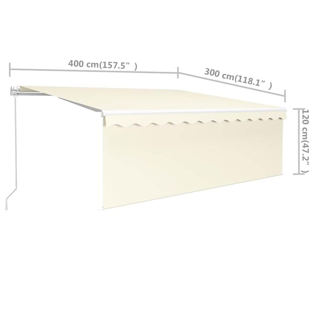 VIDAXL Auvent manuel retractable avec store 4x3 m Creme
