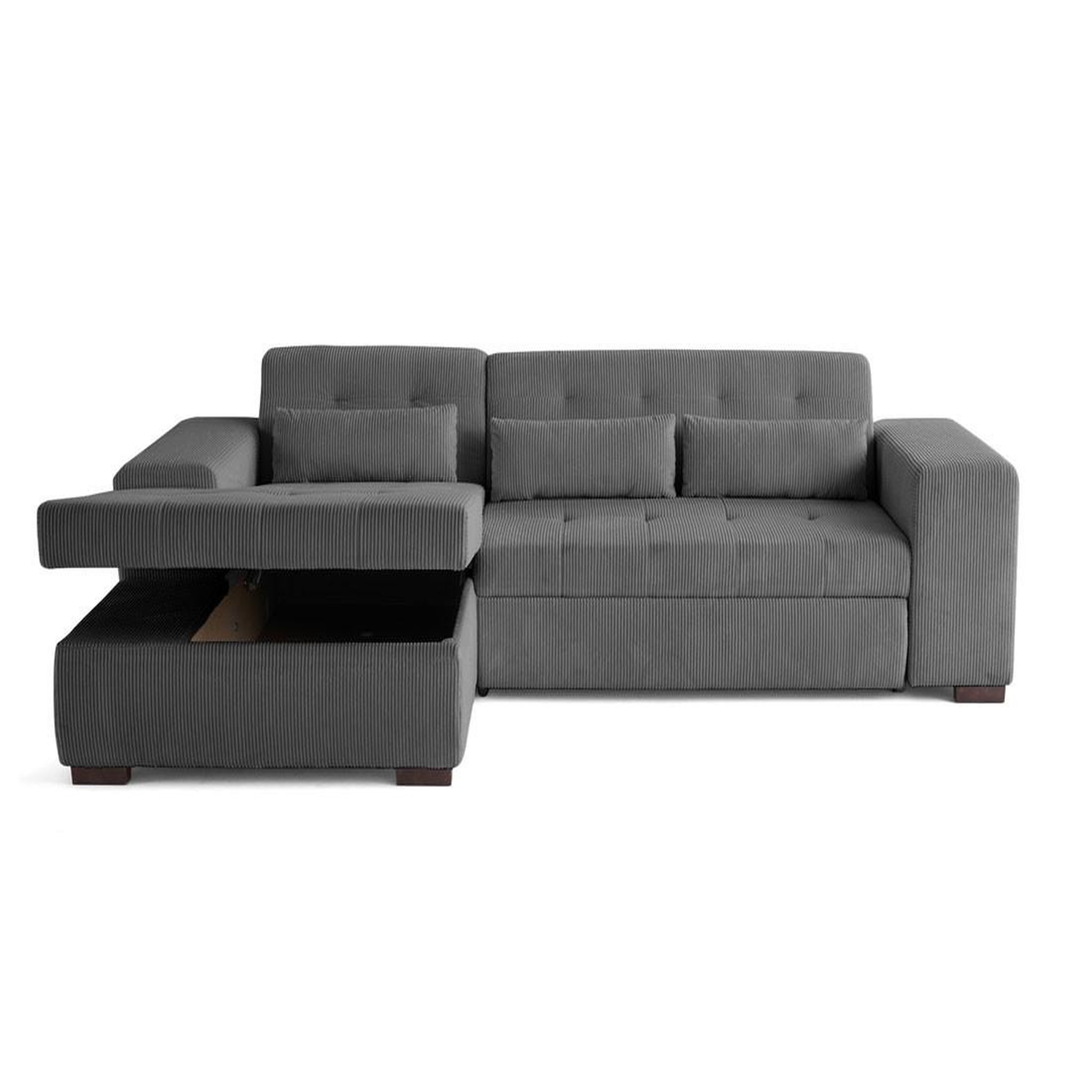 Voir la diapositive 5 : LISA DESIGN Vermont - canapé d'angle gauche - 4 places - convertible avec coffre - en velours côtelé