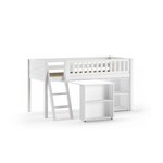 Vipack Lit Mi-Hauteur Scott Bureau Bibliothèque Blanc