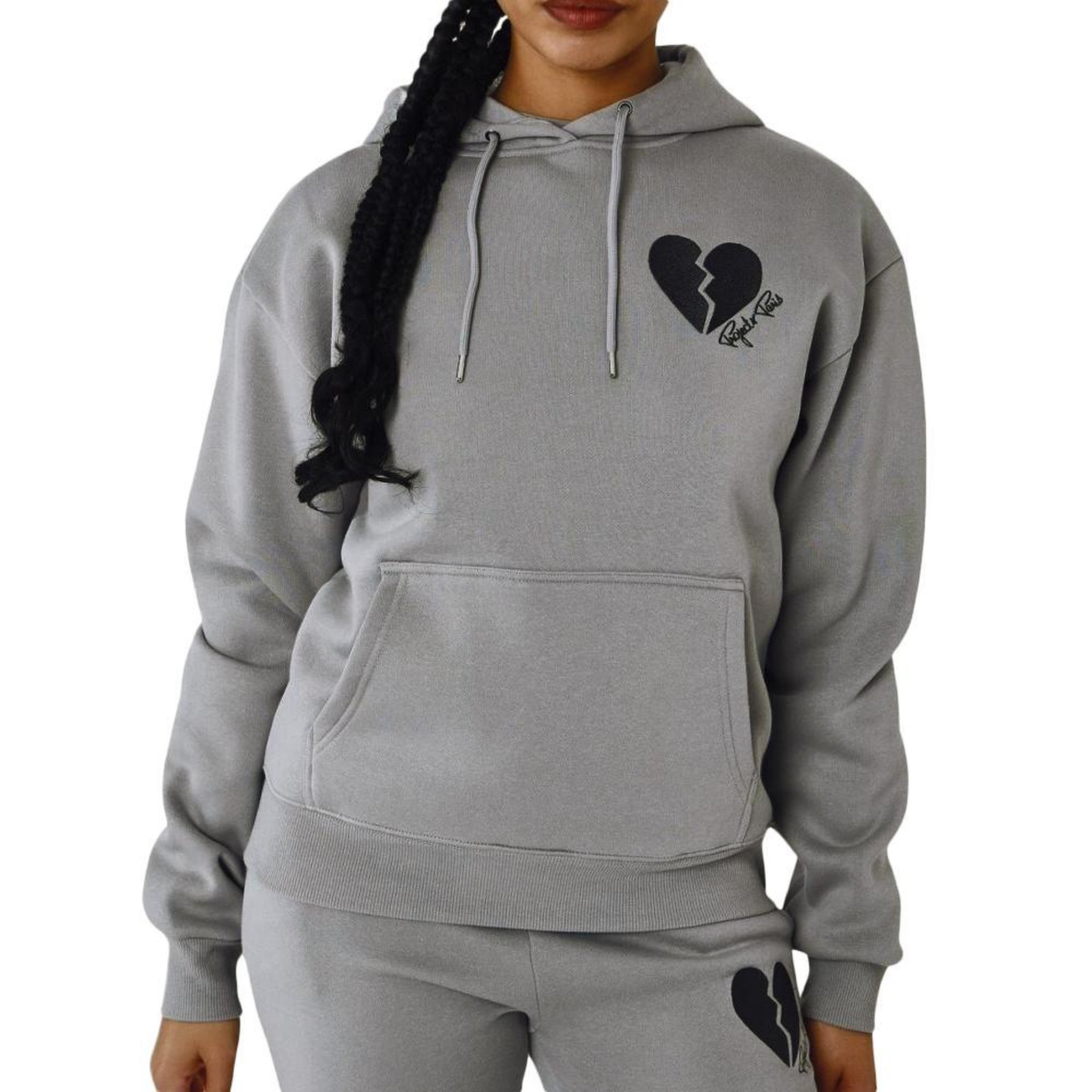 Project X Sweat à Capuche Gris Foncé Femme Project X Paris à Cœur Brise. Coloris disponibles : Gris
