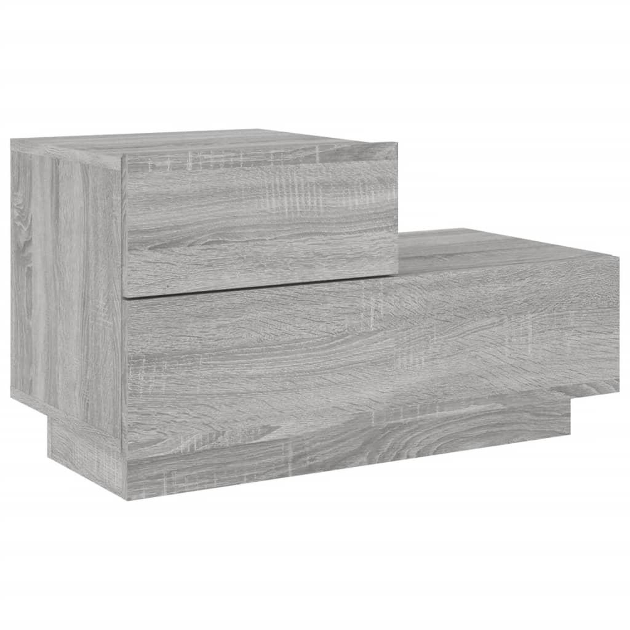 Voir la diapositive 5 : VIDAXL Table de chevet avec lumieres LED sonoma gris 70x36x40,5 cm