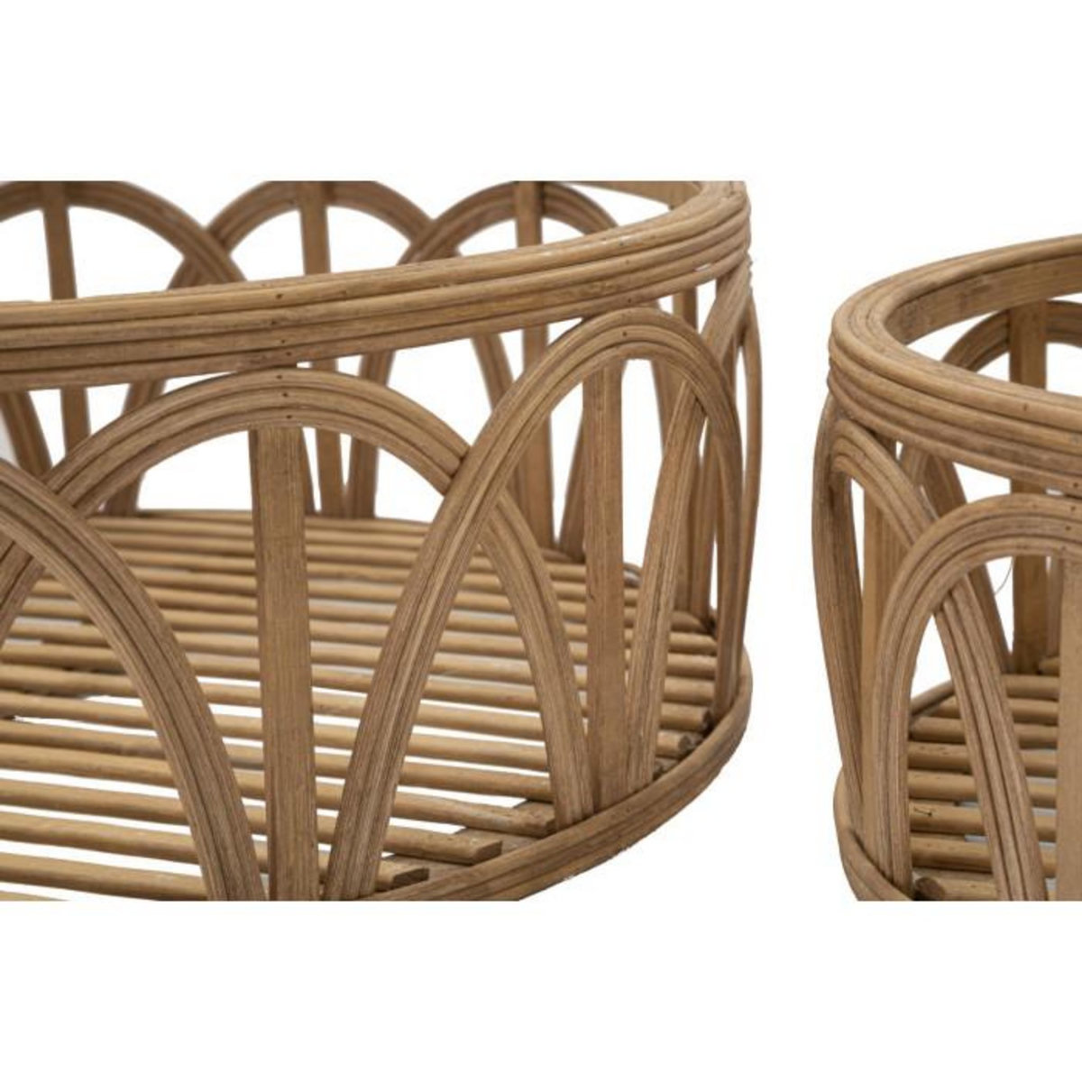 Paris Prix Lot de 3 Plateaux Décoratifs en Rotin  Fuji  50cm Naturel