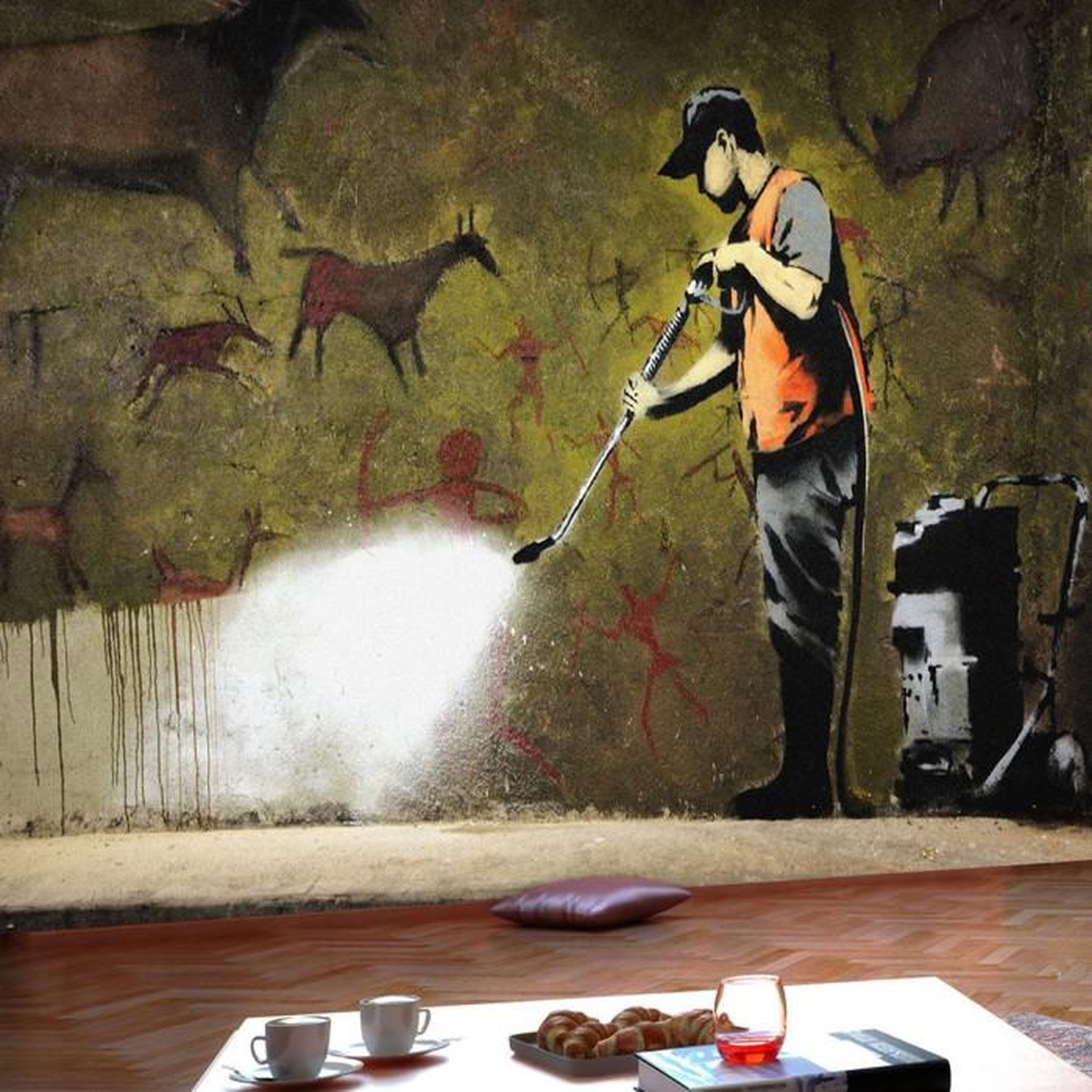 Paris Prix Papier Peint  Banksy - Cave Painting. Coloris disponibles : Multicolore