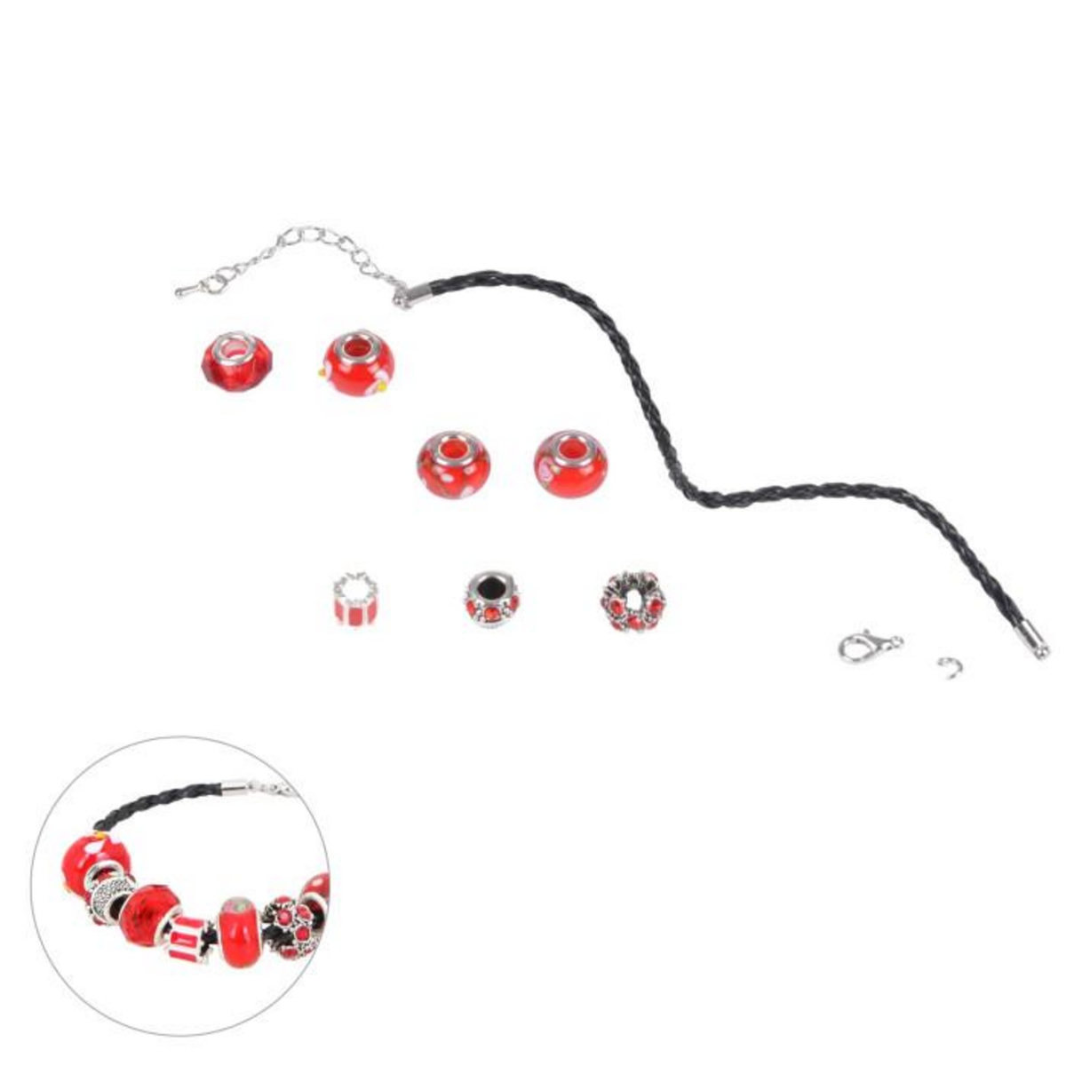 Paris Prix Kit Bracelet Mode  Charms  9cm Rouge