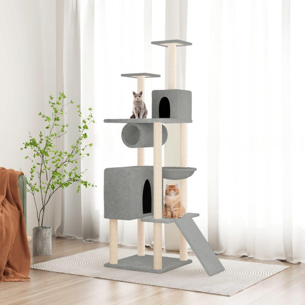 VIDAXL Arbre a chat avec griffoirs en sisal Gris clair 168 cm