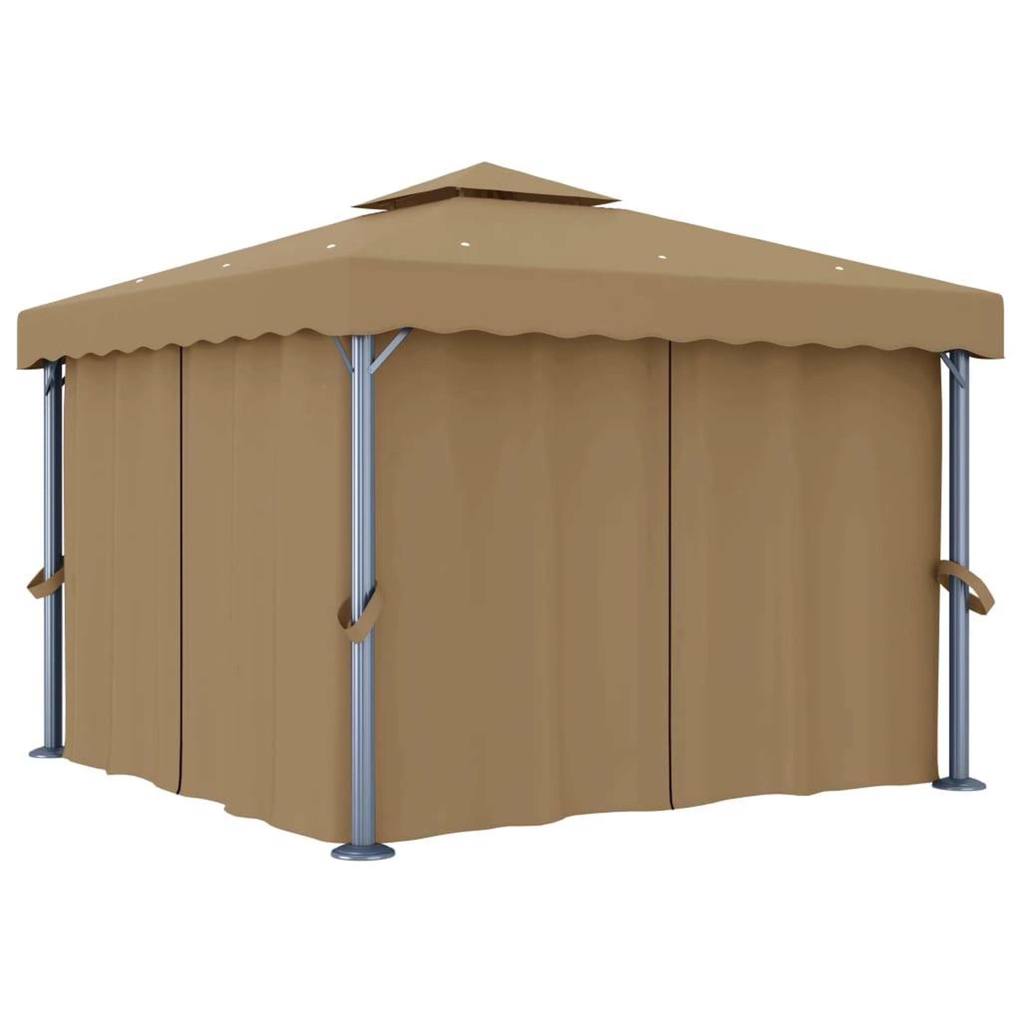 Voir la diapositive 1 : VIDAXL Tonnelle avec rideau 3x3 m Taupe Aluminium