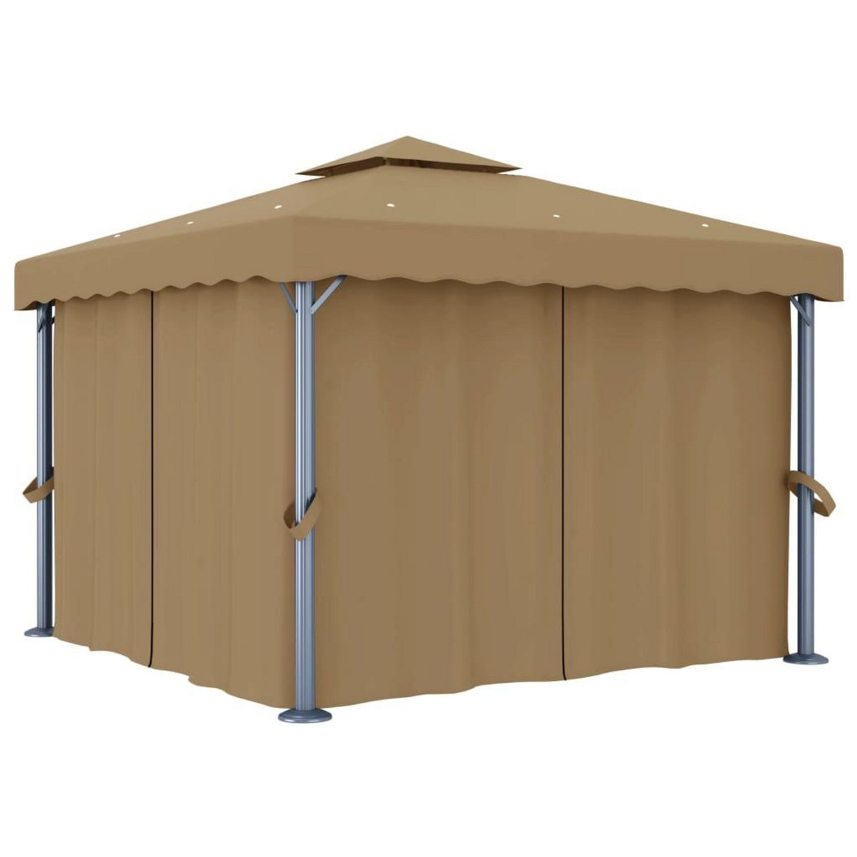 VIDAXL Tonnelle avec rideau 3x3 m Taupe Aluminium