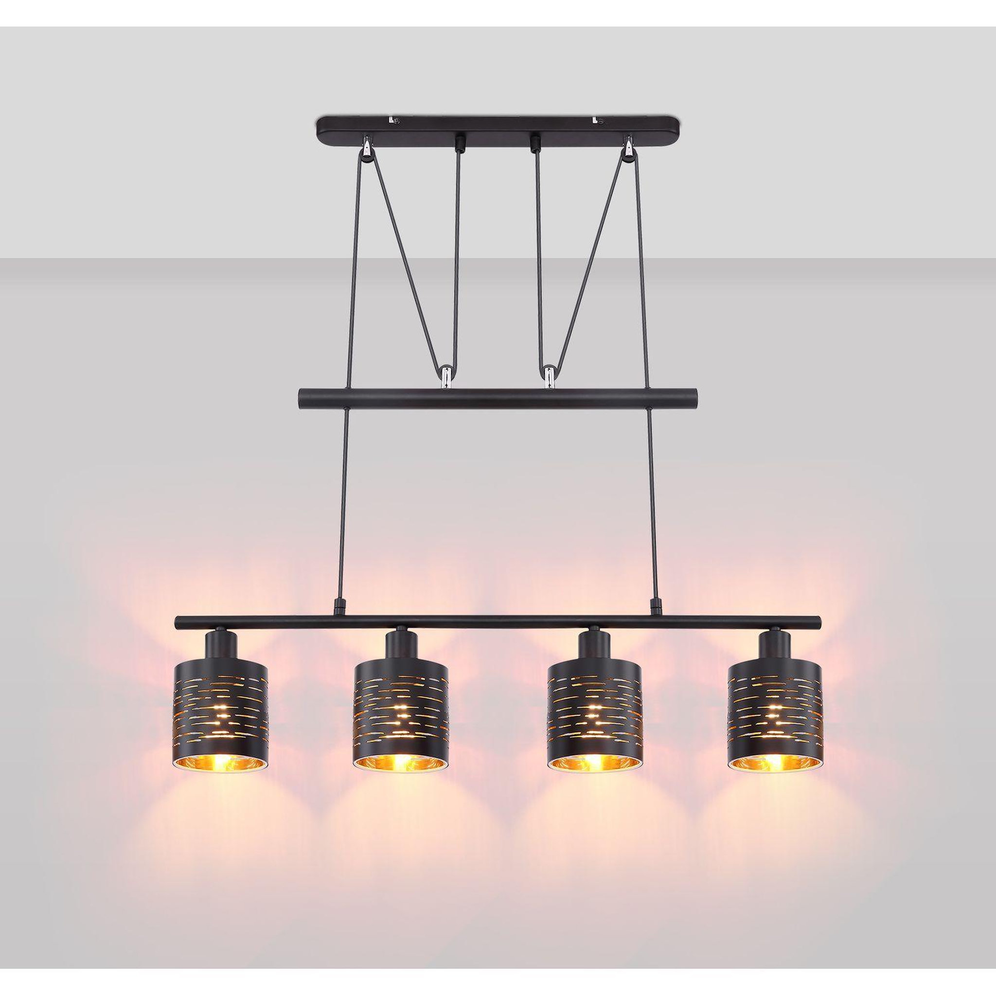 Voir la diapositive 4 : GLOBO Plafonnier design tunno - h. 180 cm - noir et doré
