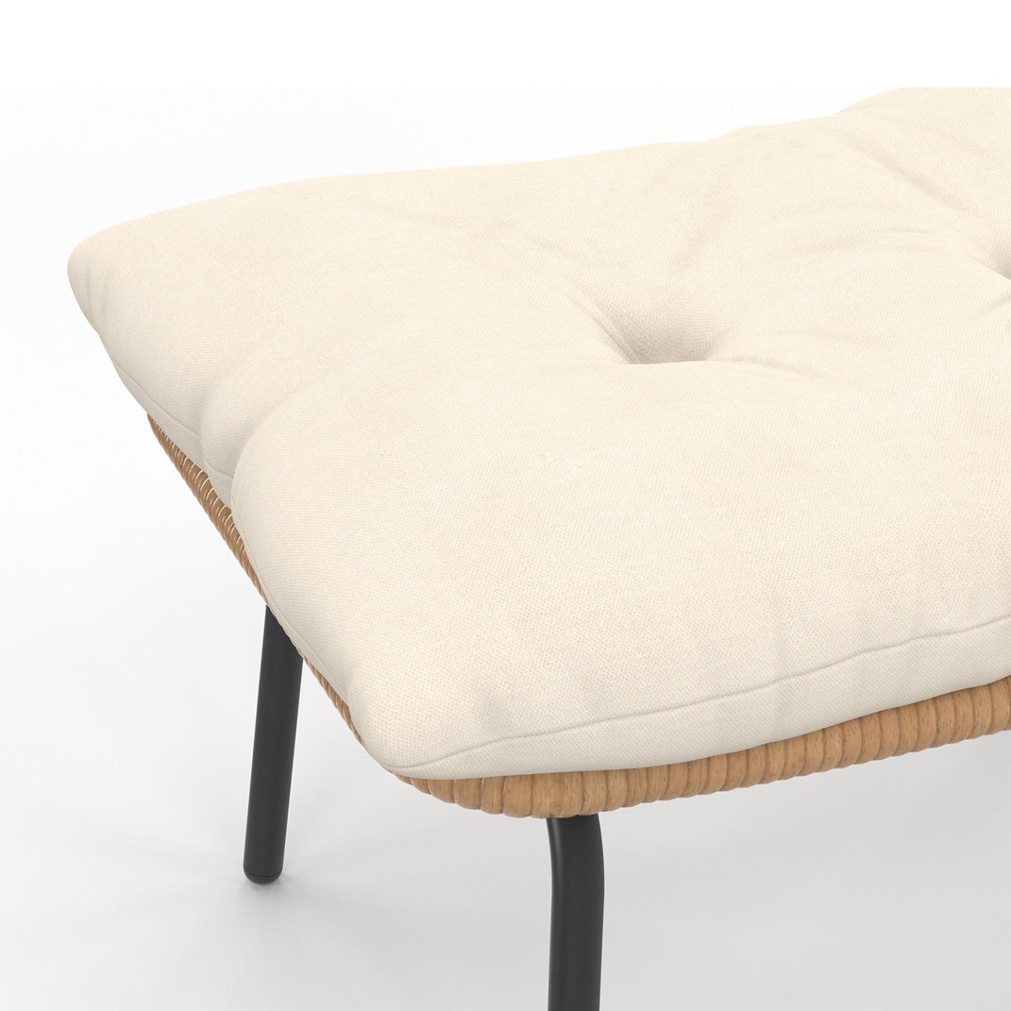 Voir la diapositive 6 : ID MARKET Lot de 2 fauteuils de jardin relax loa effet rotin avec coussins écrus et repose-pieds