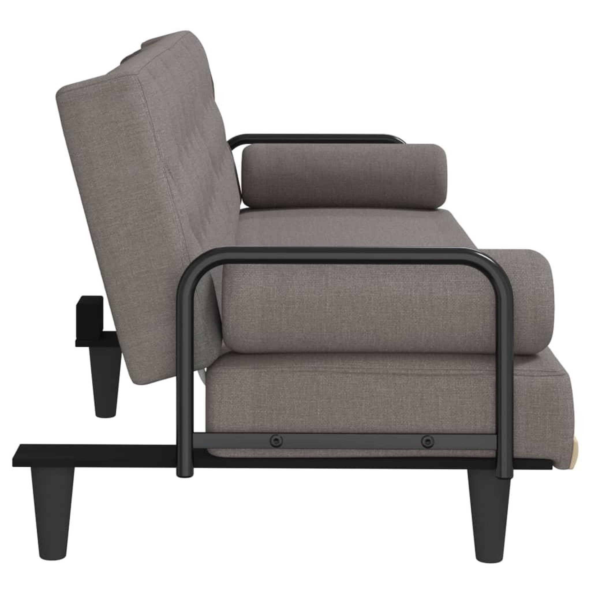 Voir la diapositive 5 : VIDAXL Canape-lit avec accoudoirs taupe tissu
