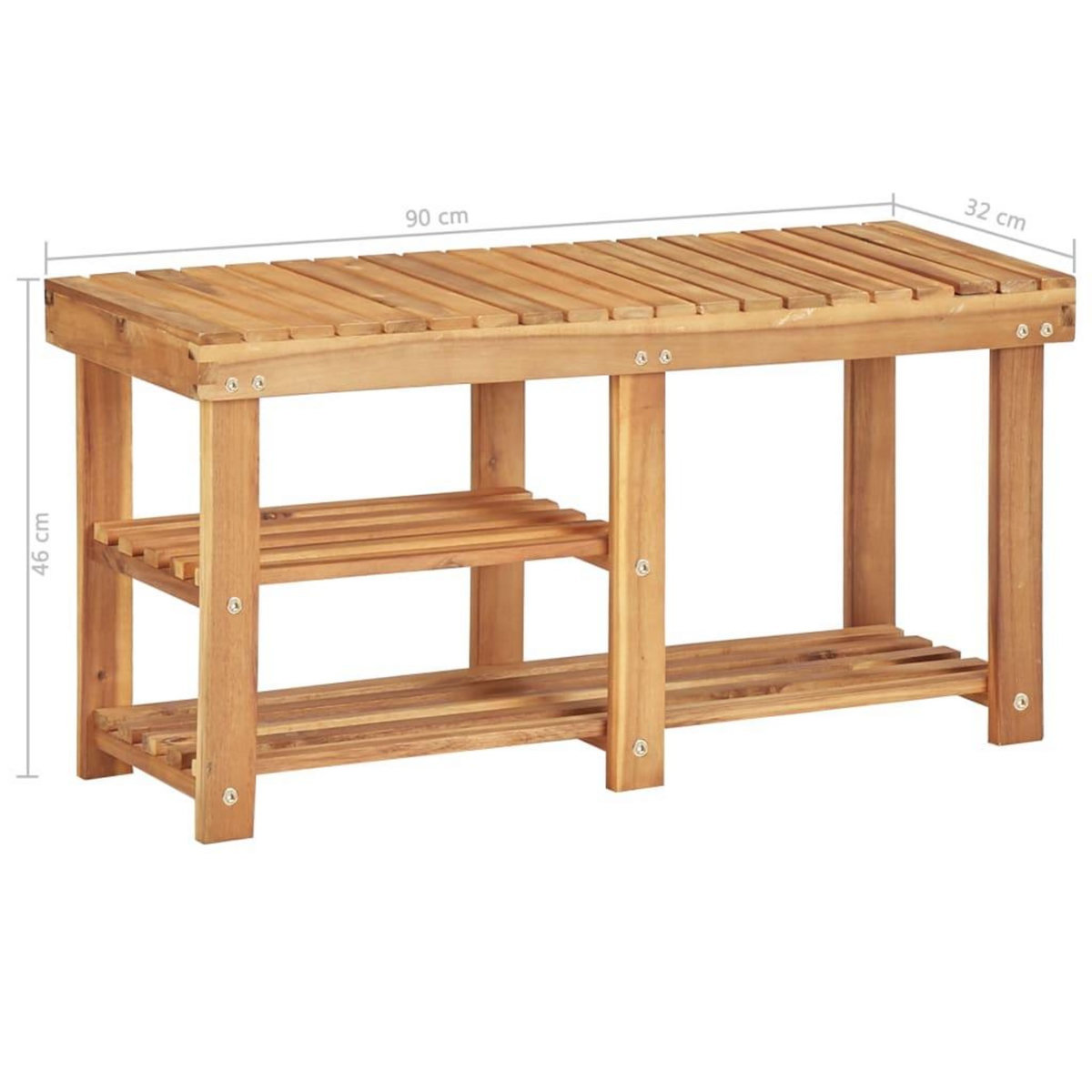 VIDAXL Range-chaussures 90x32x46 cm Bois d'acacia massif