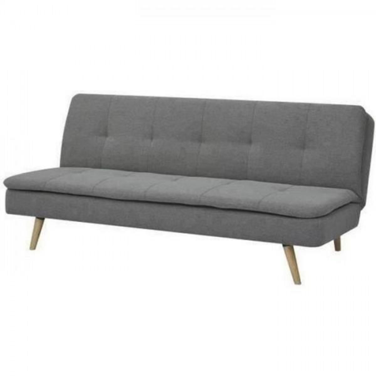 MARKET24 Clic clac 3 places - Tissu Gris - Pieds bois naturel - L 179 x P 85 x H 79 cm - ALMA