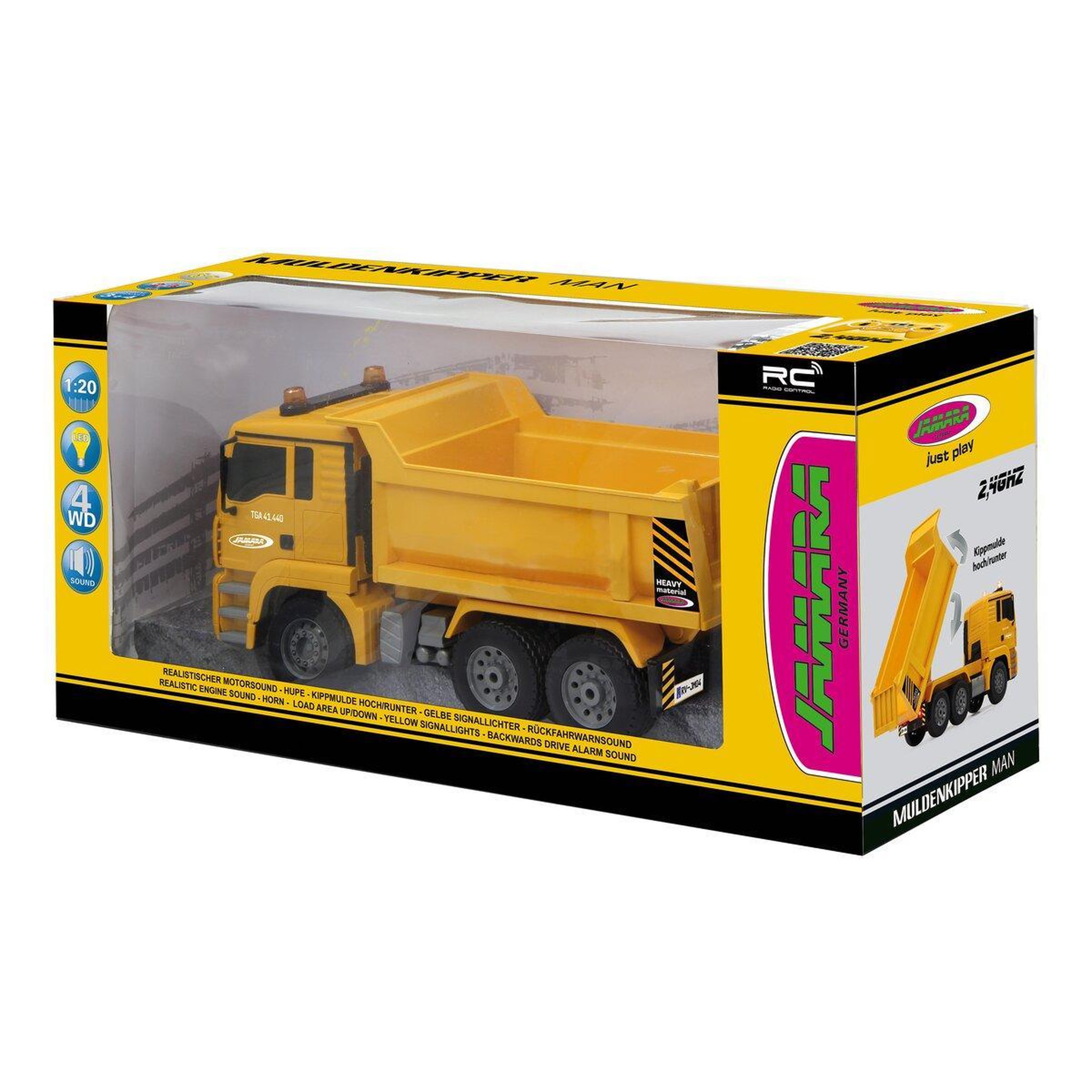 Voir la diapositive 2 : Jamara Camion á Benne MAN 1:20 2,4GHz