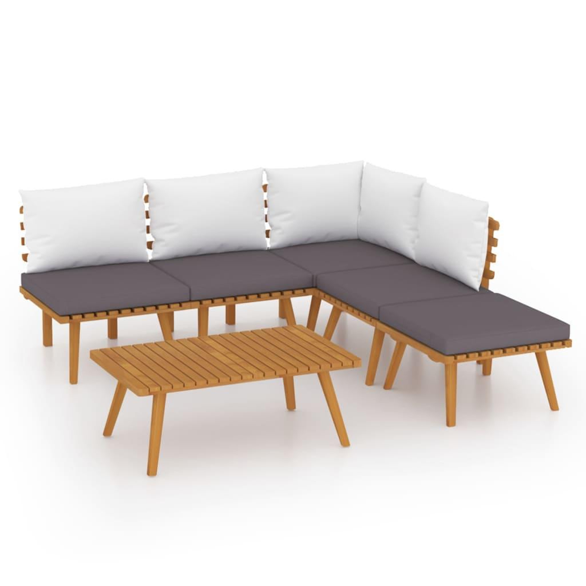 Voir la diapositive 2 : VIDAXL Salon de jardin 6 pcs avec coussins Bois d'acacia solide