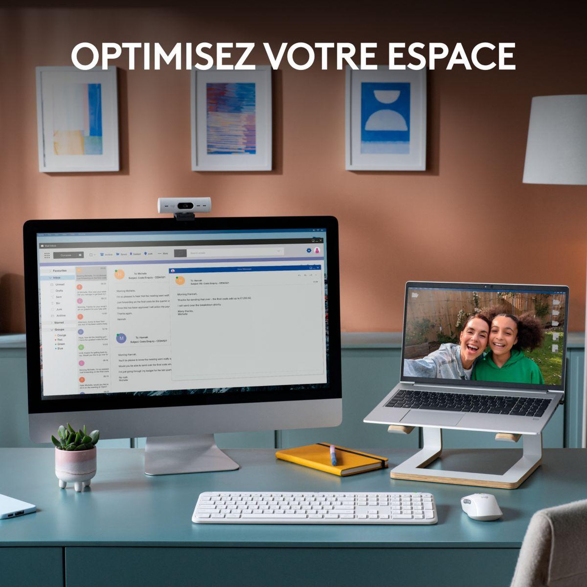 Voir la diapositive 5 : Logitech Clavier + souris mk950 signature slim bluetooth blanc