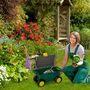 Voir la diapositive 4 : OUTSUNNY Tabouret de jardin caisse à outils 2 en 1 - coffre et plaque compartimentée de rangement verrouillable - 4 roulettes, 2 poignées - PP gris jaune vert