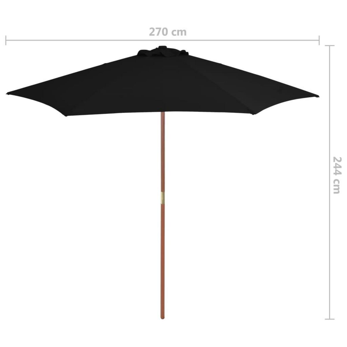 VIDAXL Parasol de jardin avec mat en bois noir 270 cm