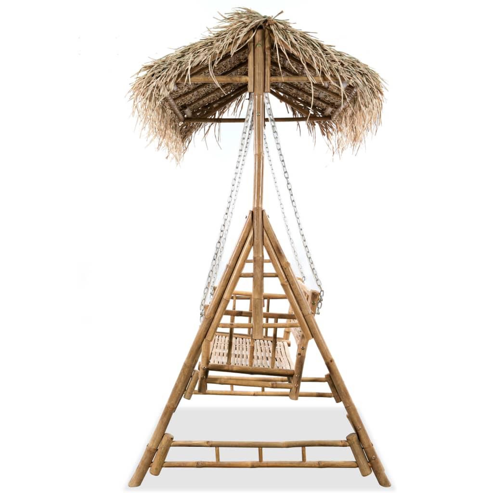 Voir la diapositive 3 : VIDAXL Balancelle a 2 places avec feuilles de palmier Bambou 202 cm