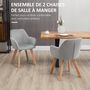 Voir la diapositive 4 : HOMCOM Chaises de visiteur design scandinave - lot de 2 chaises - pieds bois hévéa - assise dossier accoudoirs velours gris