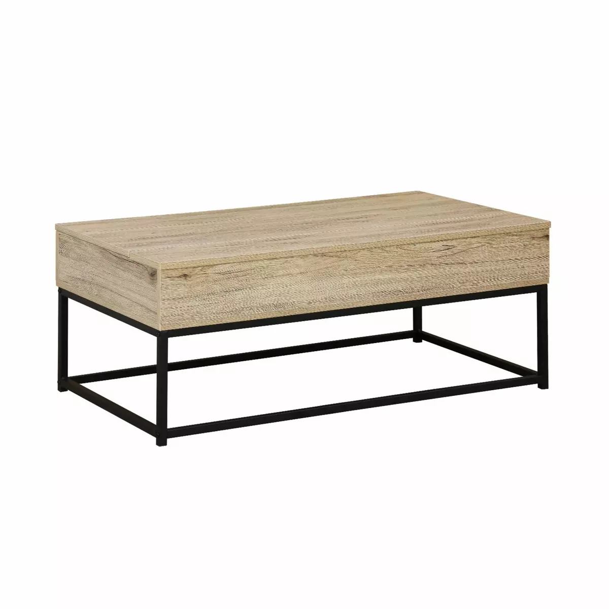 SWEEEK Table basse. loft. 1 plateau relevable. deux espaces de rangement. L 100 cm x l 55 cm x H 40.5 cm