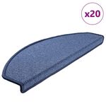 VIDAXL Tapis d'escalier 20 pcs bleu 65x24x4 cm