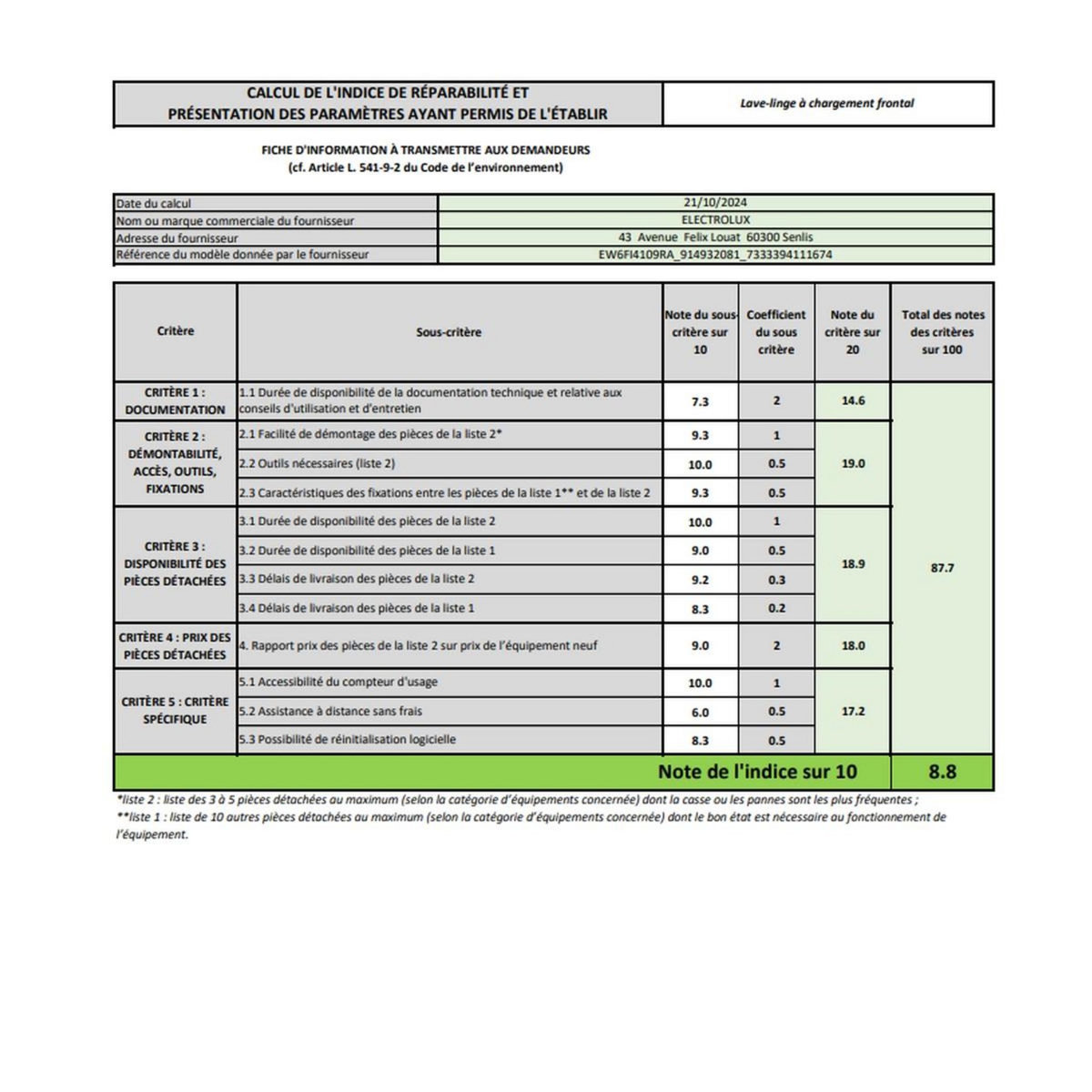 ELECTROLUX Lave-linge frontal 60cm 9kg 1400 tours/min - EW6FI4109RA