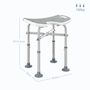 Voir la diapositive 3 : HOMCOM Tabouret de douche - siège de douche avec barre d'appui ventouse - hauteur réglable - alu HDPE gris blanc