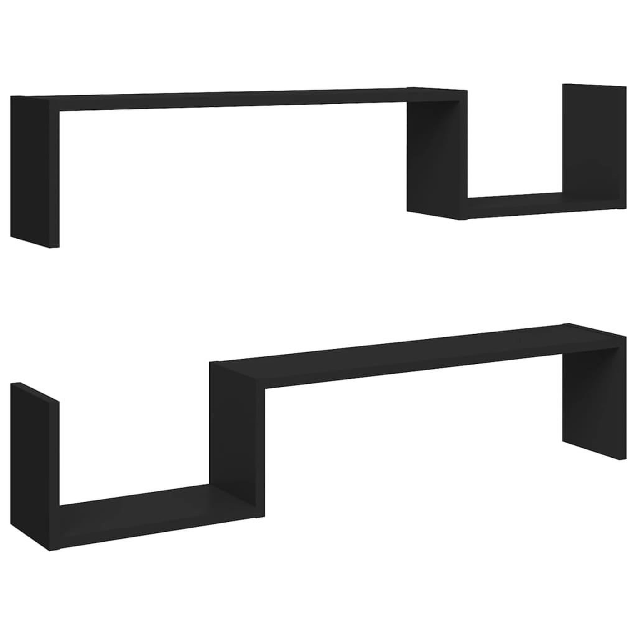 Voir la diapositive 2 : VIDAXL Etageres murales 2 pcs noir 100x15x20 cm bois d'ingenierie