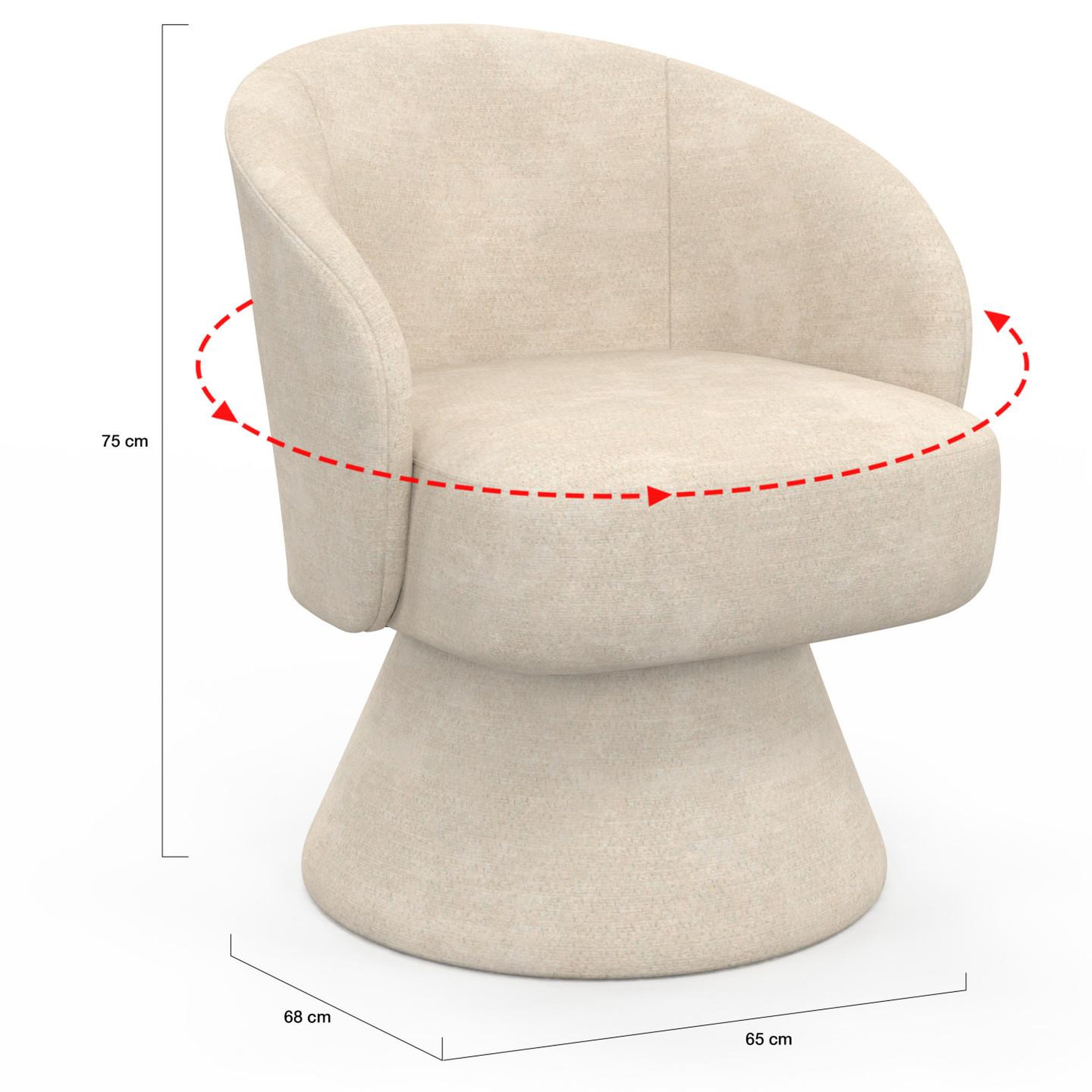 Voir la diapositive 5 : ID MARKET Fauteuil pivotant cyrus en tissu chenille beige