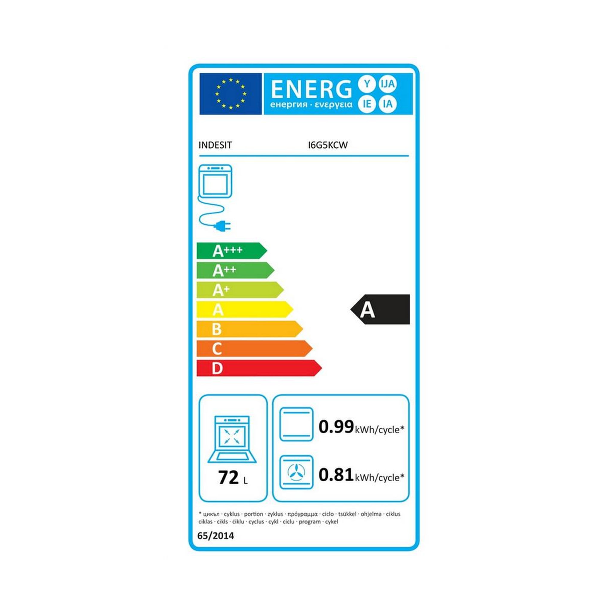Voir la diapositive 2 : Indesit Cuisinière gaz 72l 4 feux blanc - I6G5KCW