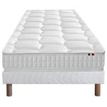 IDLITERIE Ensemble literie : matelas à ressorts COSMOS et sommier - qualité française. Coloris disponibles : Bleu, Blanc, Vert, Noir, Gris