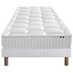 IDLITERIE Ensemble literie : matelas à ressorts COSMOS et sommier - qualité française. Coloris disponibles : Vert, Bleu, Blanc, Noir, Gris