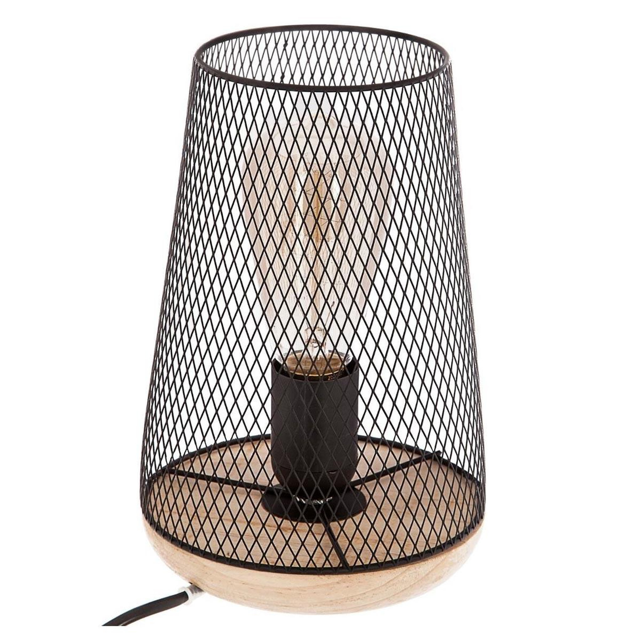 ATMOSPHERA Lampe en métal & bois  industriel  23cm noir