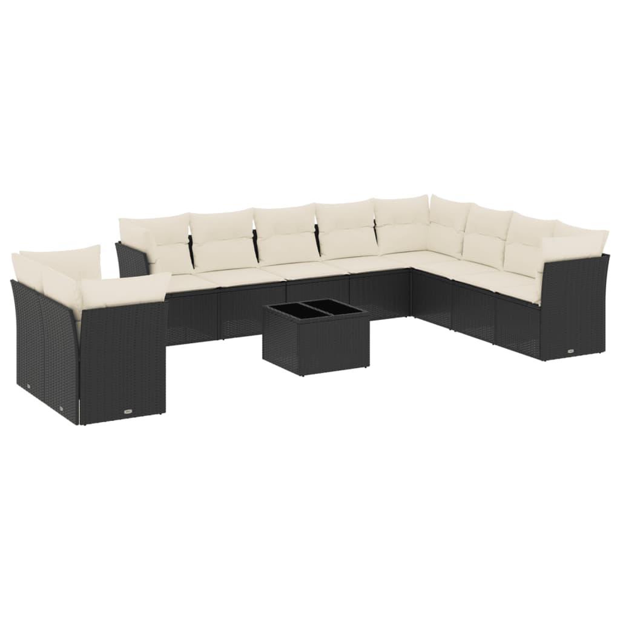 Voir la diapositive 2 : VIDAXL Salon de jardin 11 pcs avec coussins noir resine tressee