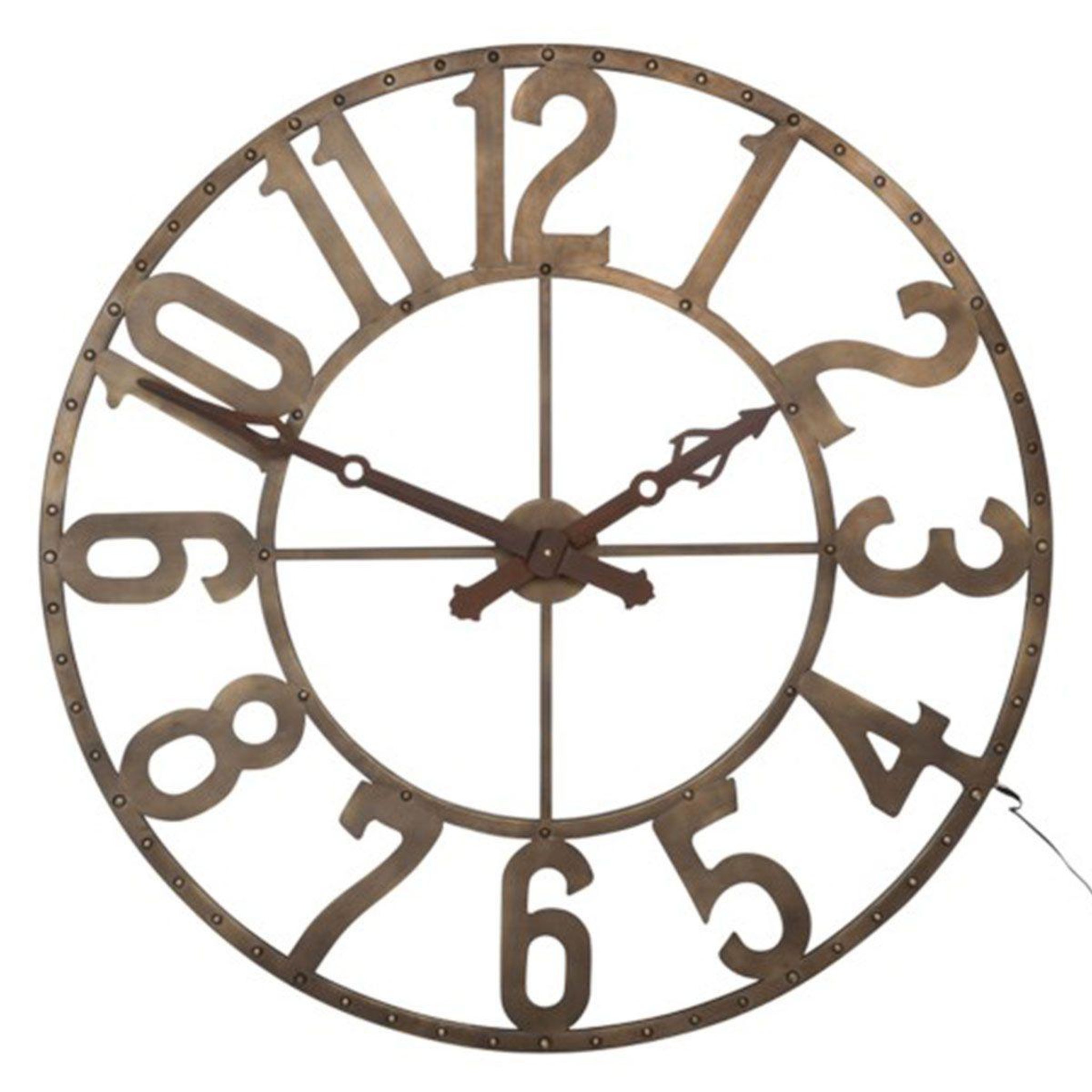 Voir la diapositive 1 : J-LINE Horloge murale à led  romains  105cm marron