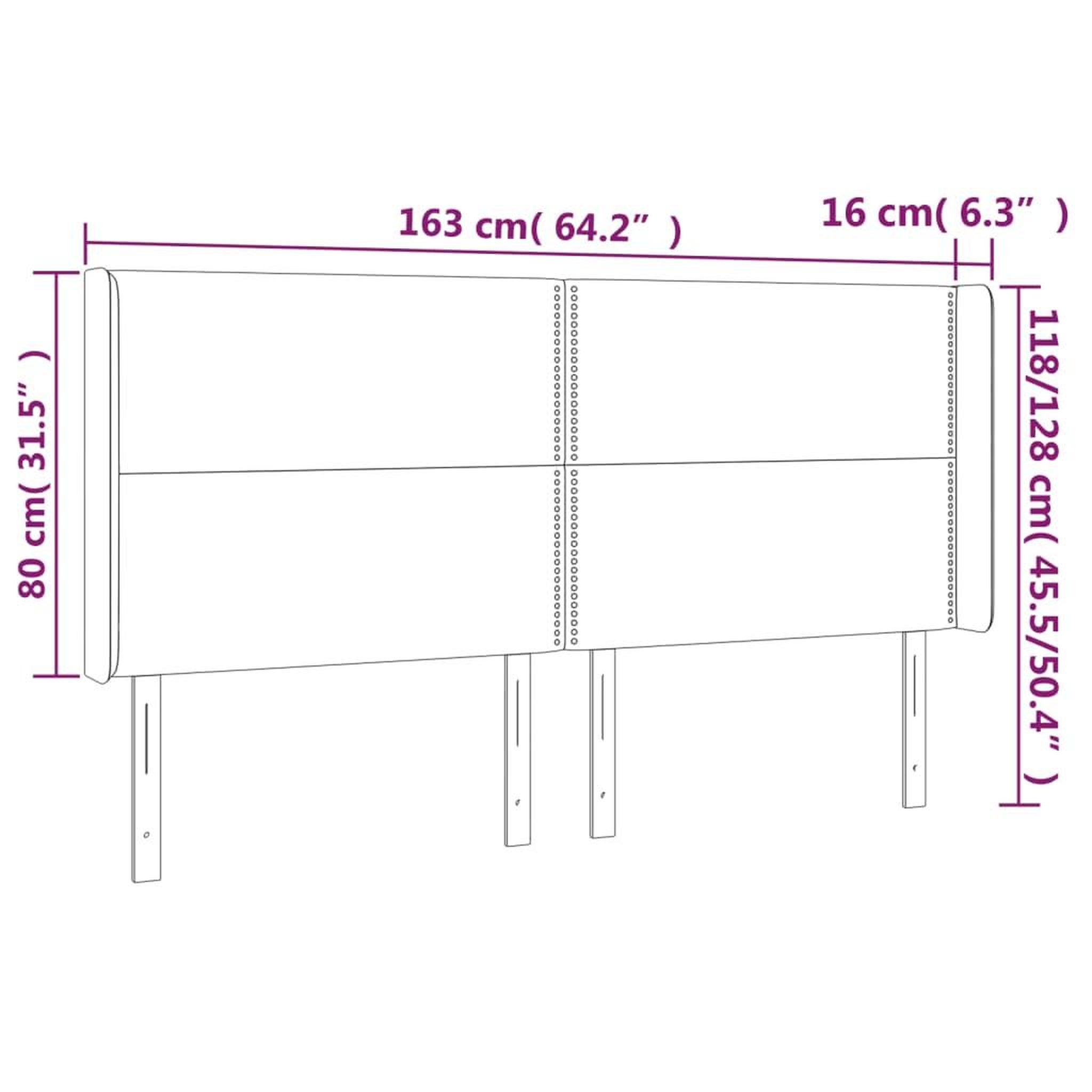 Voir la diapositive 6 : VIDAXL Tete de lit a LED Gris 163x16x118/128 cm Similicuir