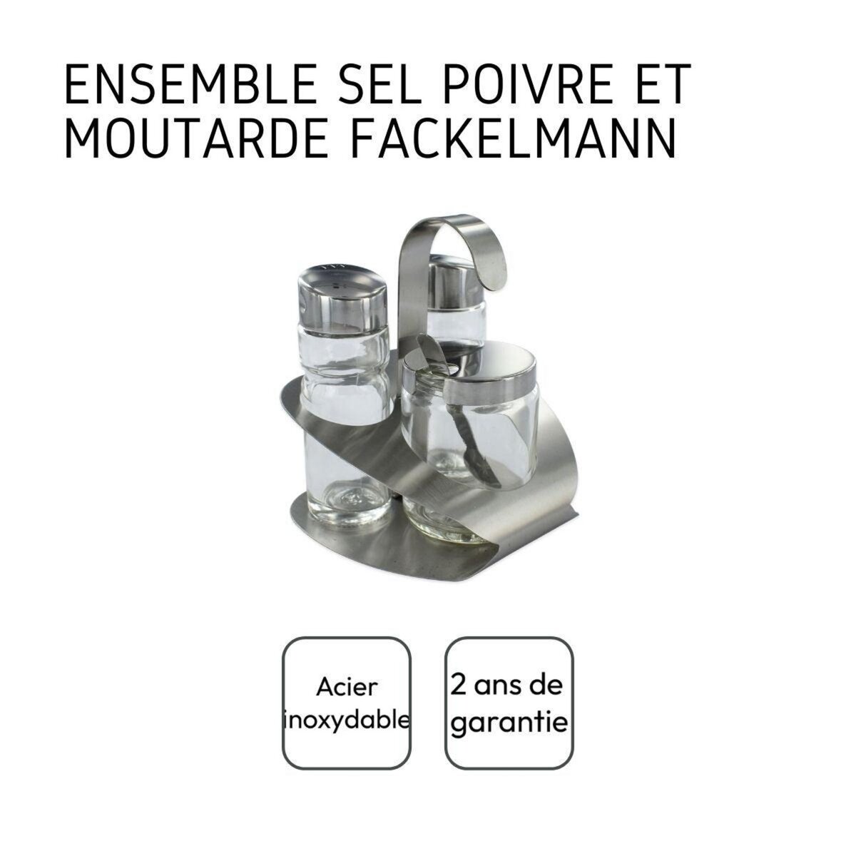 Fackelmann Ensemble de 2 Ensemble pour moutarde, sel et poivre Fackelmann