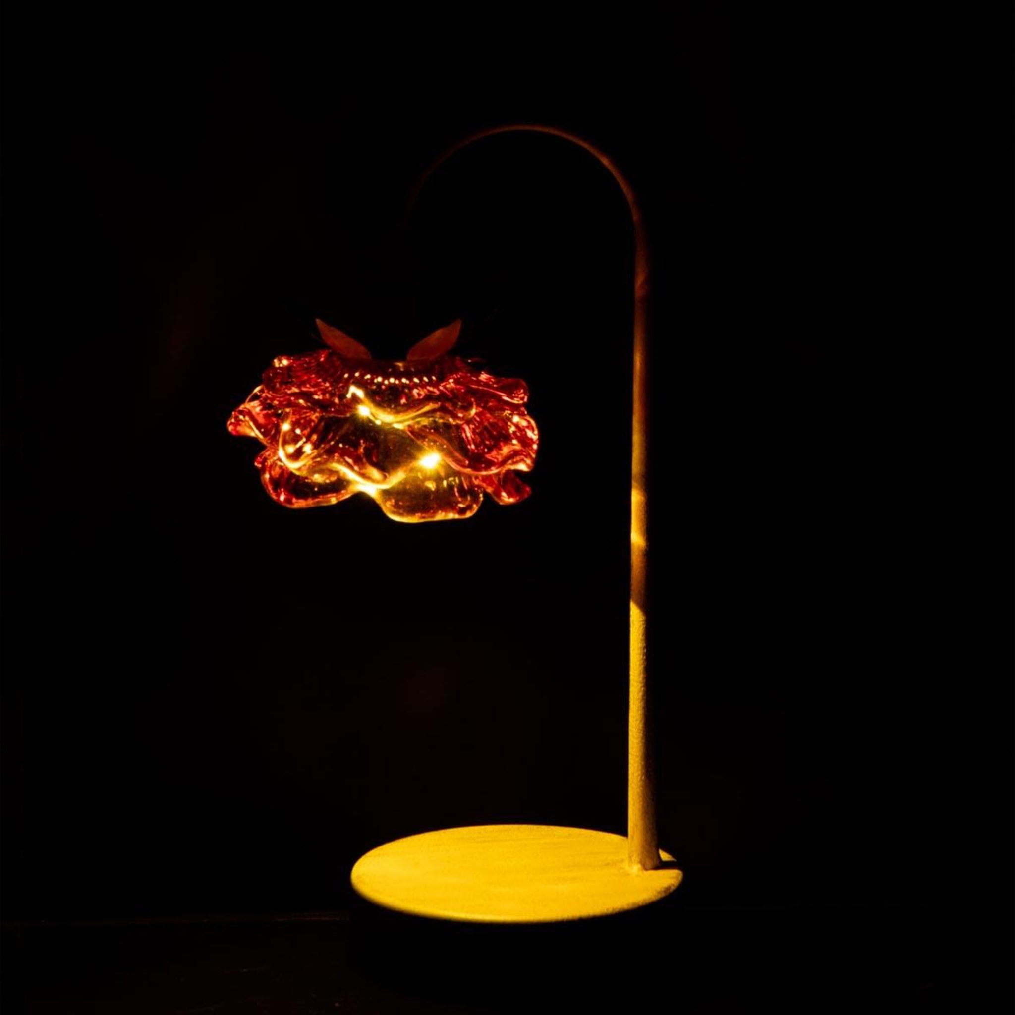 Voir la diapositive 4 : J-LINE Lampe à poser led fleur  fiore  36cm orange
