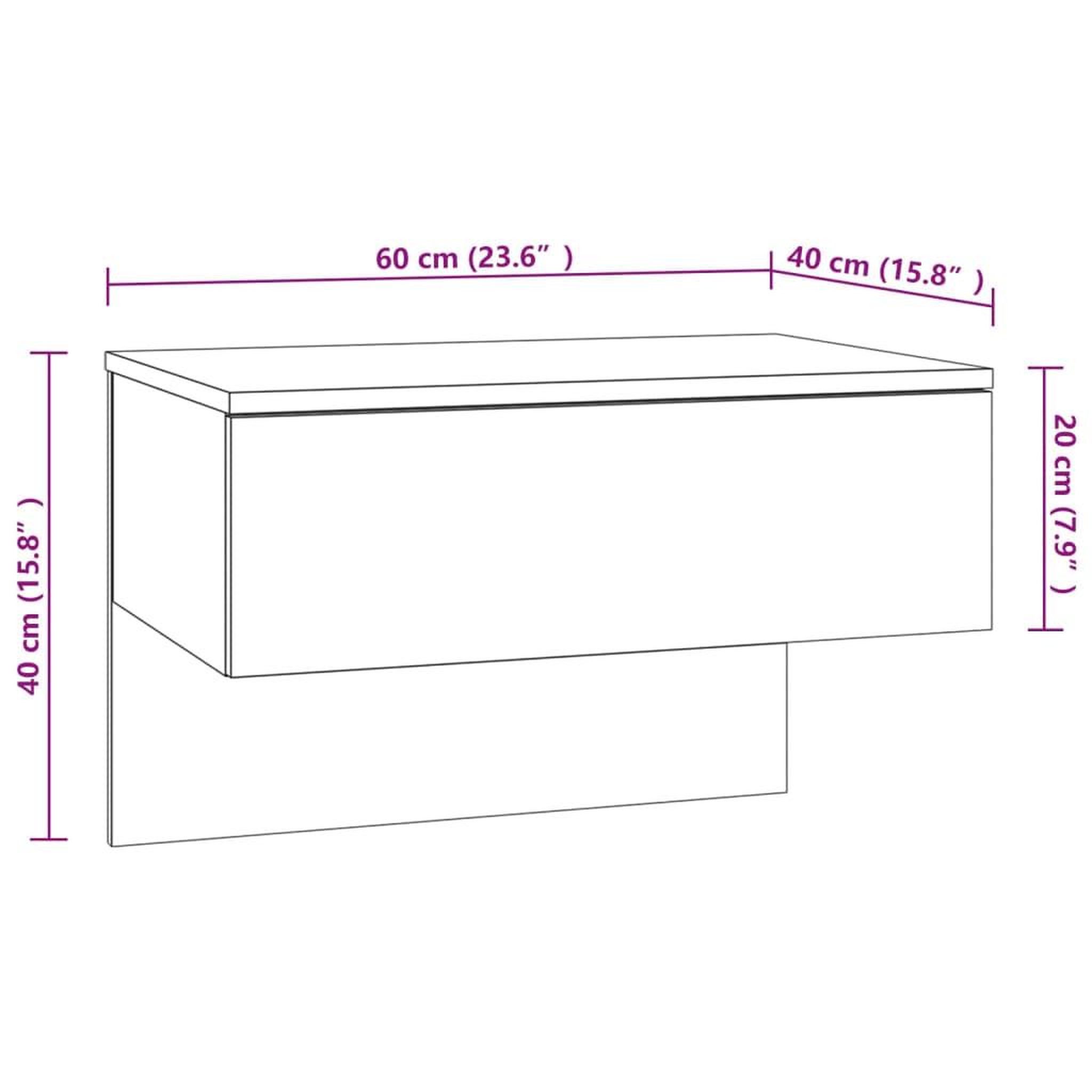 Voir la diapositive 6 : VIDAXL Table de chevet murale Gris beton